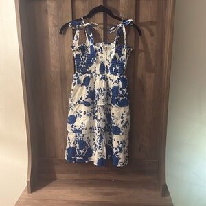 Francesca's Collections Blue and White Spaghetti Strap Sundress